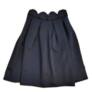 Navy Blue Scallop Pleated Circle Skirt